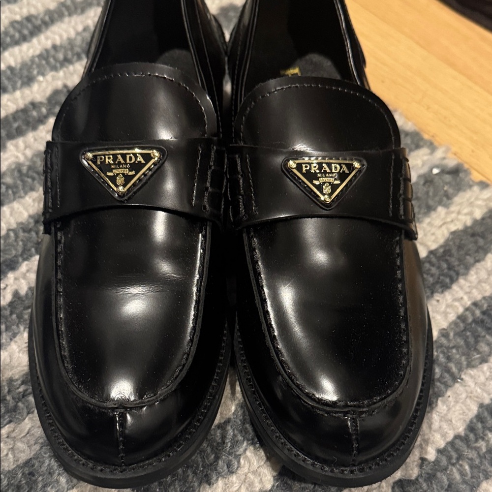 Prada Glossy Black Slip-On Loafers